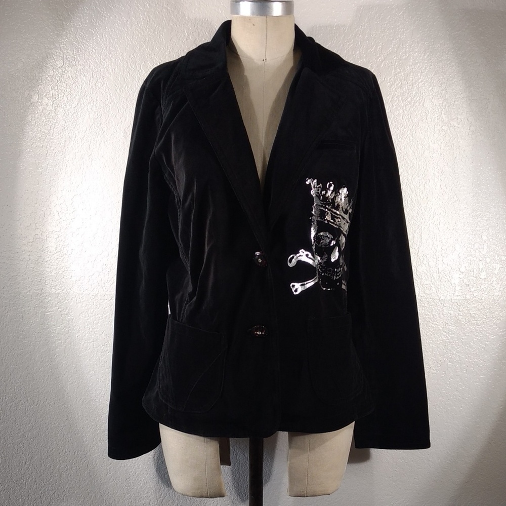 Vintage Johnny Was / 4 Love and Liberty Metallic Skull Velvet Jacket Sz M NWT